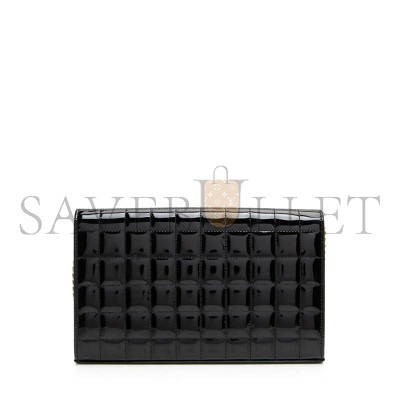 YSL LAMBSKIN CASSANDRE CHAIN WALLET IN PATENT LEATHER 743346 (23*14*3cm)